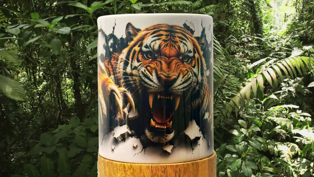 Tiger Breakout Mug | Premium 3D Tiger Design | 11 oz Ceramic Coffee Mug | Wildlife Gift | Animal Lover Mug