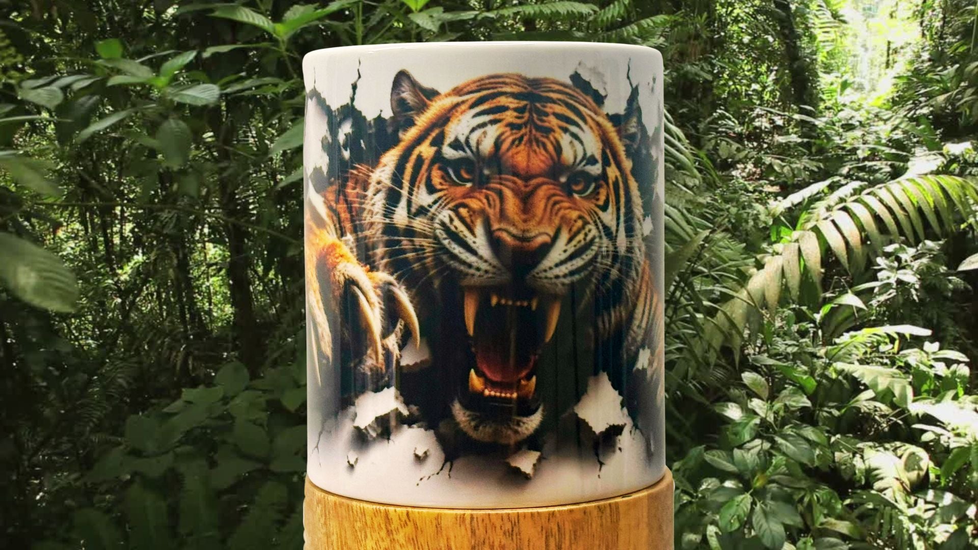 Tiger Breakout Mug | Premium 3D Tiger Design | 11 oz Ceramic Coffee Mug | Wildlife Gift | Animal Lover Mug