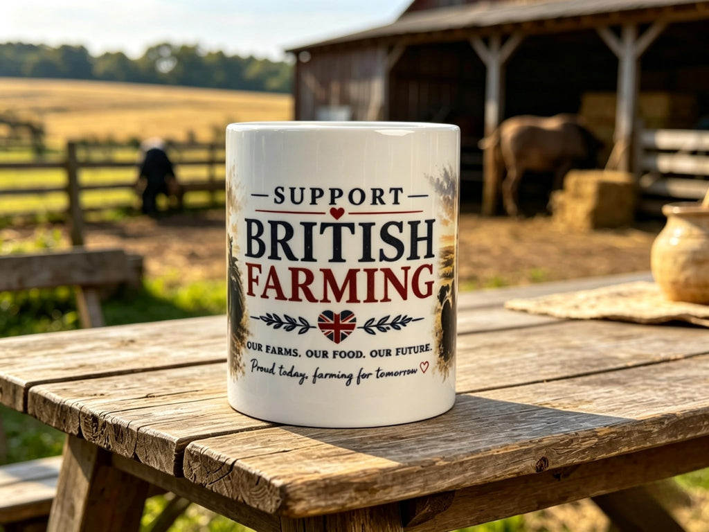 Support British Farming Mug | Our Farms Our Food Our Future Mug | British Farmer Gift | Tractor Coffee Cup