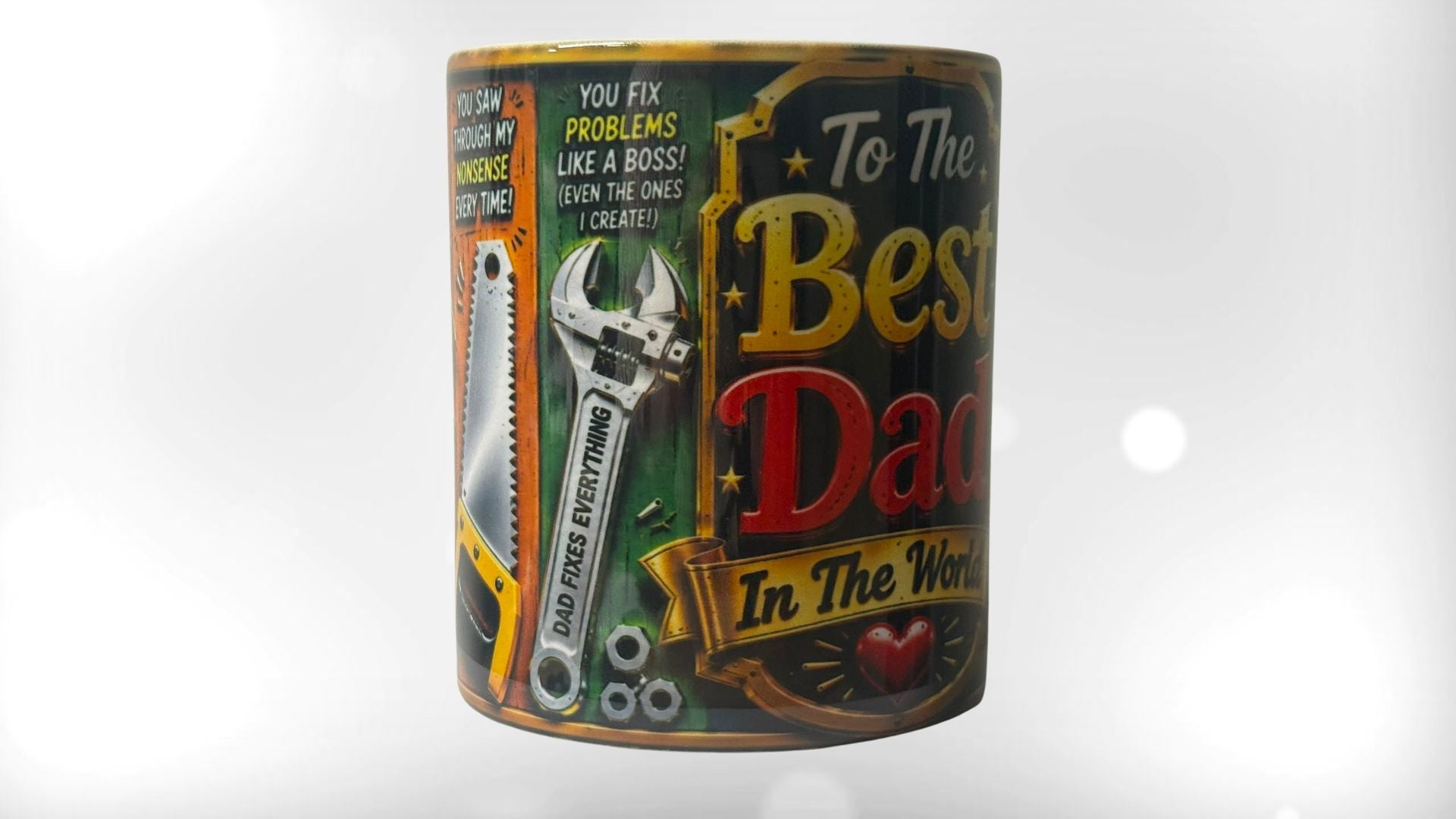 Best Dad in the World Mug 11oz | Funny Dad Gift Mug with Tool Design | Father's Day, Birthday & Christmas Present for Dad