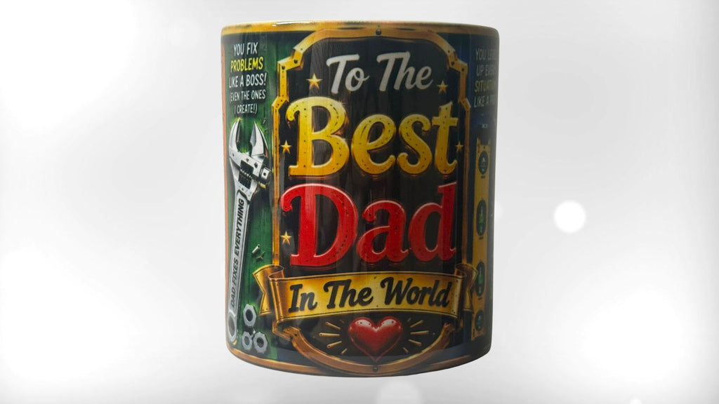 Best Dad in the World Mug 11oz | Funny Dad Gift Mug with Tool Design | Father's Day, Birthday & Christmas Present for Dad