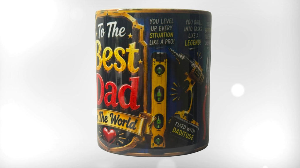 Best Dad in the World Mug 11oz | Funny Dad Gift Mug with Tool Design | Father's Day, Birthday & Christmas Present for Dad