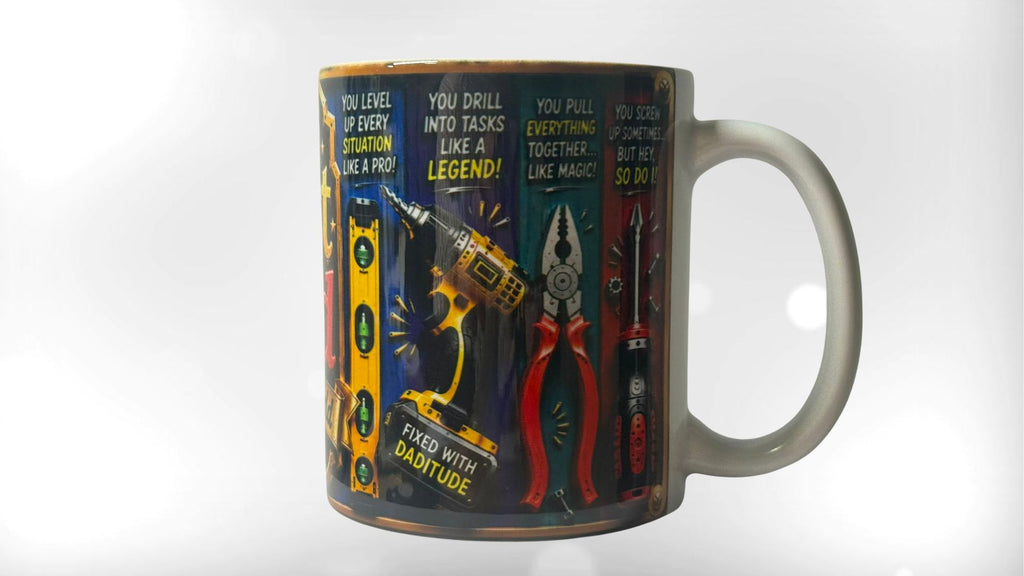 Best Dad in the World Mug 11oz | Funny Dad Gift Mug with Tool Design | Father's Day, Birthday & Christmas Present for Dad