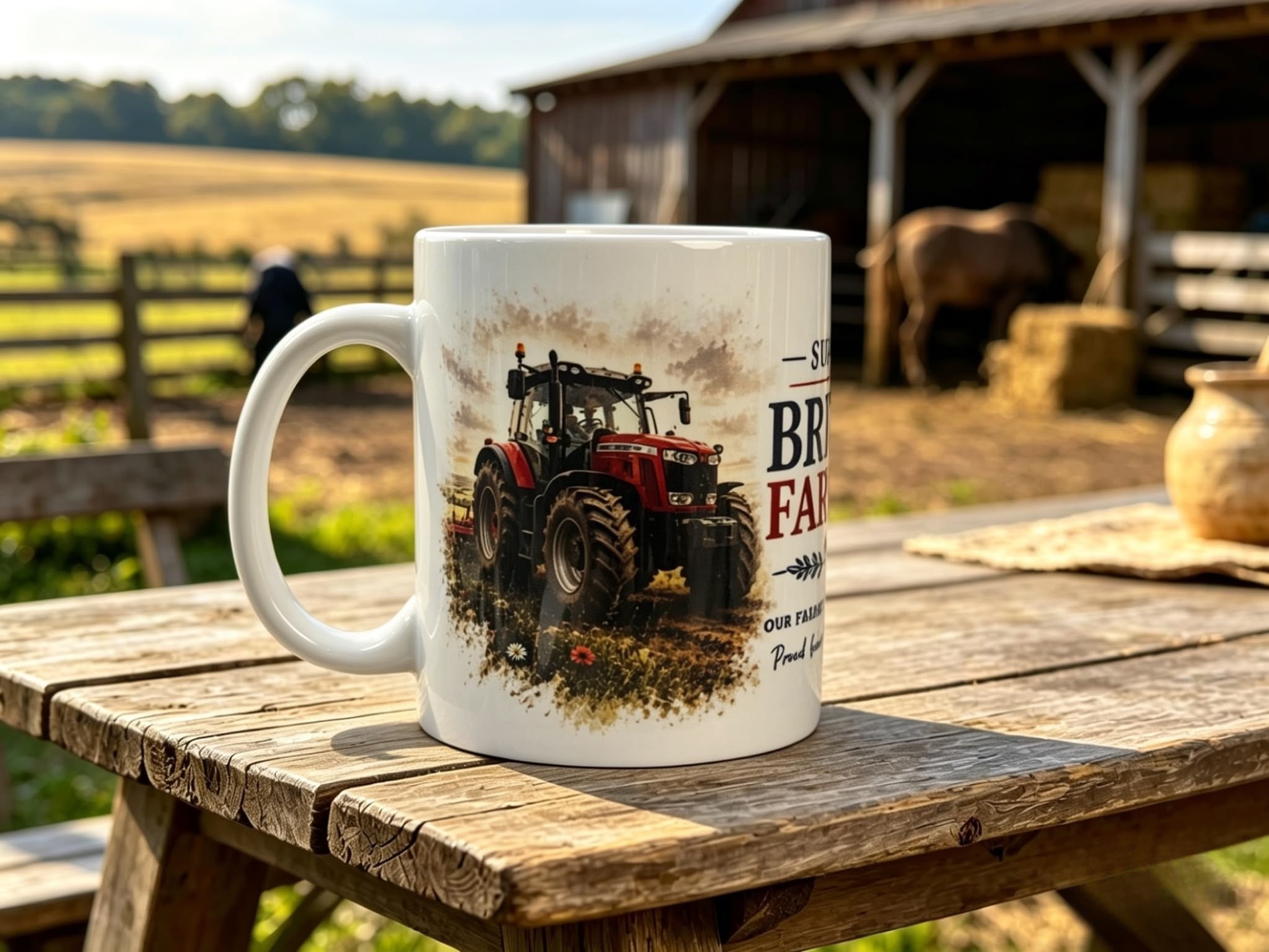 Support British Farming Mug | Our Farms Our Food Our Future Mug | British Farmer Gift | Tractor Coffee Cup