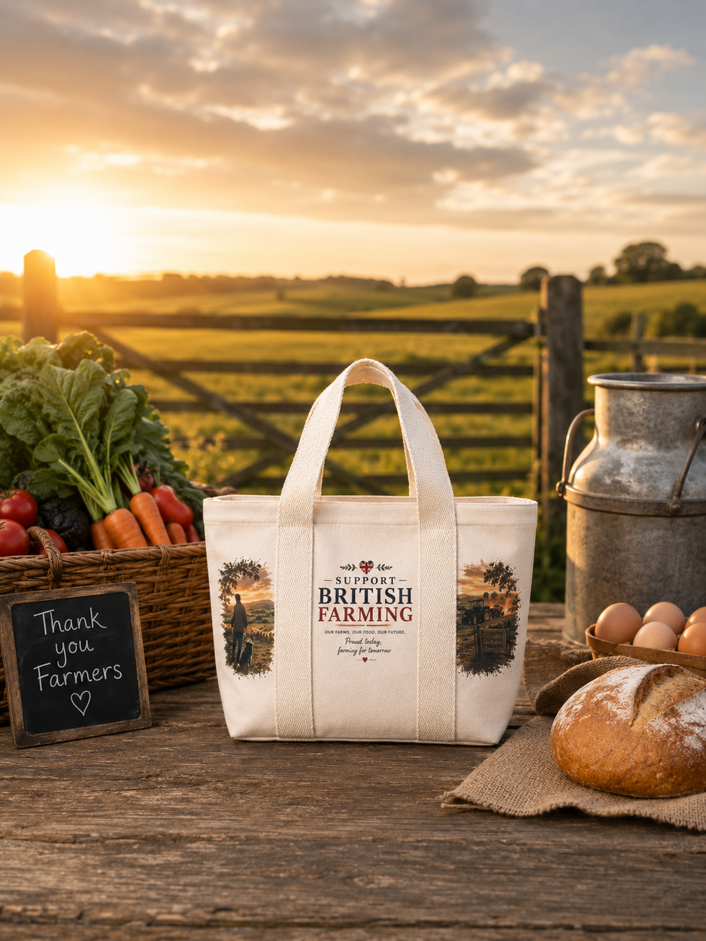 Support British Farming Handbag | Small Tote Bag | British Farmer Gift | Countryside Shopping Bag