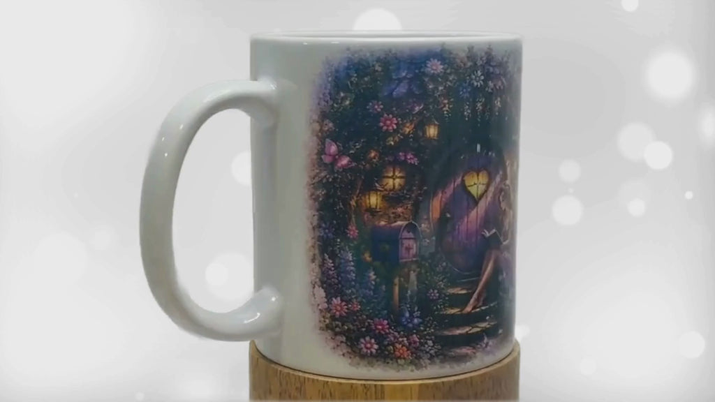 Enchanted Fairy Cottage & Woodland Swing Mug | Magical Fairy Garden 11oz Ceramic Coffee Cup