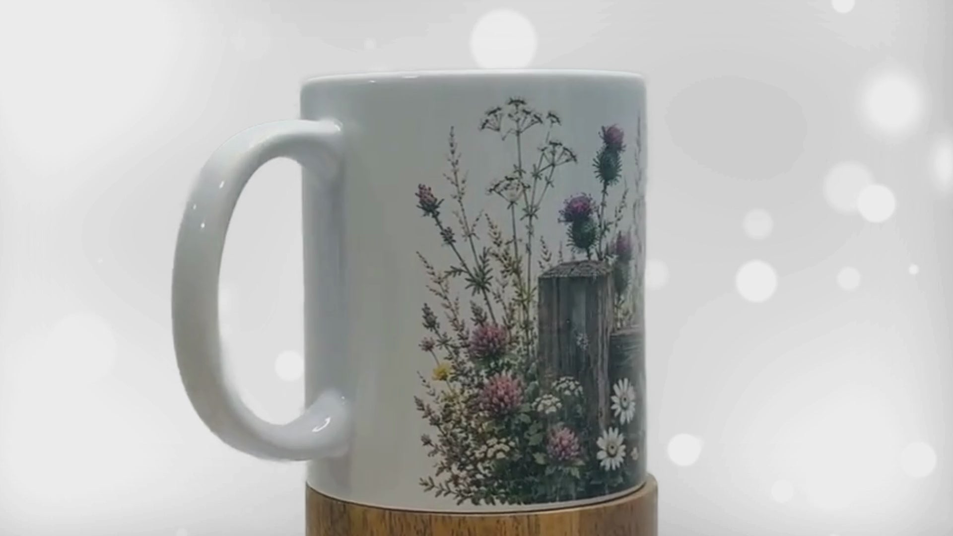 Robin on a Gate Wildflower Ceramic Mug | 11 oz Cottagecore Coffee Mug