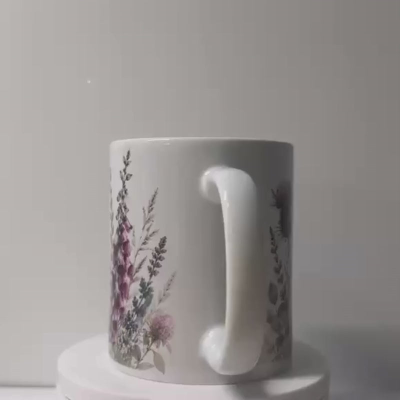 Highland Cow Floral 11 oz Ceramic Mug | Rustic Cottagecore Mug